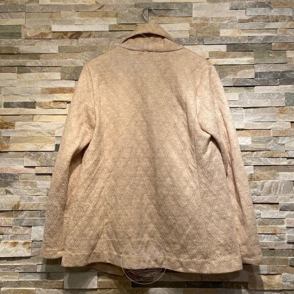 Lilly Pulitzer Brea Wrap Cardigan L | Gold Lurex Jacquard Shawl Collar, Open - Picture 2 of 5